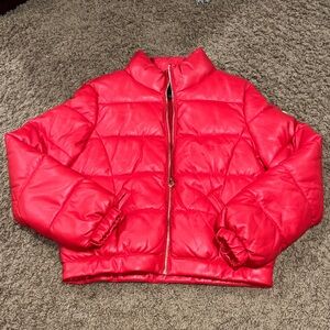 Guess Red Quilted Bomber Jacket